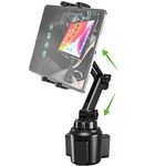 Cuxwill Car Cup Holder Tablet Mount for 4-13" Tablet & Phone, Universal Car Truck Cup Stand Tablet Mount with Adjustable Long Arm for iPad Pro Air Mini, Samsung Galaxy Tab, Kindle Fire, iPhone etc