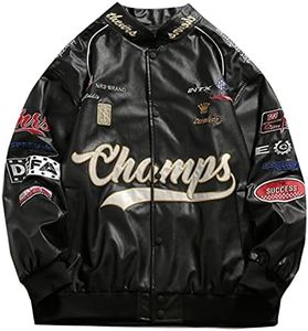 Vamtac Mens Varsity Baseball Jacket Bomber Coats Cotton Fur Jackets Streetwear with Pocket, 19-black, Small