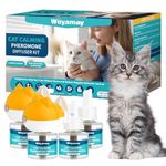 Woyamay Cat Calming Plug-in for Cats, 6-in-1 Cat Pheromone Diffuser for Cat Anxiety Relief, Cat Calming Diffuser with 2 Diffuser + 4 Refill 48ml, Anti Stress for Cats Lasts Up To 120 Days