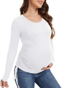 Happy Angel Maternity Shirts for Women,Long Sleeve Crew Neck Pregnancy Top