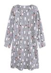 CHUNG Women's Cotton Nightgowns Long Sleeve Crew Neck Cartoon Print Sleep Dress Sleepwear Loose Nightdress Nightshirt Soft Pajamas,GreyPeguin,M