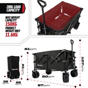 MoverX 200L Folding Trolley – Black Collapsible Utility Cart