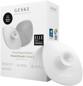 GESKE SmartAppGuided™ Facial Brush | 4 in 1 | Professional Facial Cleansing Brush with Handle | Skin Cleansing Soft Silicone Facial Brush | Routine Skincare | Gentle Cleansing | Facial Cleanser
