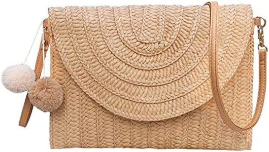 Dailyacc Straw Shoulder Bag For Women Woven Purse Beach Envelope Clutch Straws Wallet (Brown)