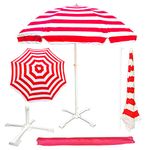 RAINPOPSON Garden Umbrella with Stand 7ft Outdoor Big size Umbrella for Hotel,Shop,Restudent Patio Garden Umbrella (Red Stripe) (A1)