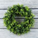 Round Wreath, Artificial Wreath for the Front Door by Pure Garden, Home Décor, UV Resistant Artificial, Basil Leaf – 11.5 Inches