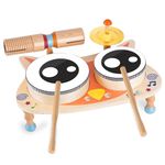 STOIE'S Wooden Drum Set for Toddlers ages 3-5 Montessori Musical Instruments for Kids 5-7 years old with Cymbals, Drum sticks and Wooden block