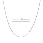 KISPER 24k White Gold Box Chain Necklace – Thin, Dainty, White Gold Plated Stainless Steel Chains for Women & Men with Lobster Clasp, 18"