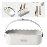House of Quirk Makeup Brush Cleaning Tool with Drying Holder Mat, Makeup Sponge Cleaner Brushes Organizer Storage Box (White)