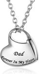 Gisunye Cremation Urn Necklace for Ashes Urn Jewelry,Forever in My Heart Carved Stainless Steel Keepsake Waterproof Memorial Pendant for mom & dad with Filling Kit…, Metal, not-applicable