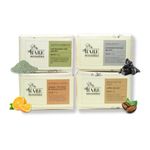 Bare Necessities Natural Handmade Bath Soaps | Pack of 4 | Activated Charcoal, Exfoliating Coffee, Soothing Rose, Cleansing Rhassoul Clay | For men & women | 75g each