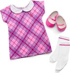 American Girl Truly Me 18-inch Doll Pretty Plaid Outfit with AG Monogram, Ballet Flats, and Knee Socks, for Ages 6+