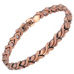 HyyMe Women's Ultra Strength Magnetic Bracelet, Therapeutic Bracelets for Women, Men's Magnetic Bracelets with 3500 Gauss Magnets, Hypoallergenic Stainless Steel Therapy Jewelry with Gift Box Adjustable Design (Copper)