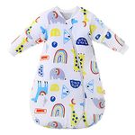 MIKAFEN Baby Sleeping Bag Long Sleeves winter 3.5Tog 100% Organic Cotton Sleeping Bag (32-36in/14-24 Months)