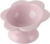 KUTKUT Ceramic Raised Cat Bowl Cute Flower Raised Cat Food Bowl Elevated Cat Bowl Tilted Dog Bowl Cat Dishes For Anti Vomiting Protecting Spine (Capacity: 200Ml),?12.5 cm,H_12.5 cm,W_10.4 cm