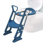 JUNIOR JOE Acrylonitrile Butadiene Styrene Foldable Potty Training Seat Chair With Handrails, Non-Slip Toilet Potty Stand And Ladder For Kids (Lake Blue)