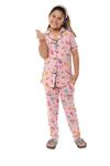 BLOEM Cotton Printed Nightwear for Girls | Regular Kid's Sleepwear-Night Suit Set | Shirt with Pyjama Set | Casual Regular wear for Girls | Comfortable Nightsuit-Pink-Cupcake(9-10 Years)