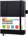 Password Book with Alphabetical Tabs, UpUGo Internet Address and Password Keeper Notebook for Computer & Website Logins, Medium Compact Size, Black