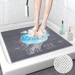 Square Shower Mat, Non Slip Bath Mat for Showers, Loofah Shower Stall Mats for Walk-in Shower, 24 x 24 Inches Shower Floor Mat with Drain, Anti Slip Bath Mats for Bathroom, Tub, Seniors