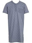 Lucky Men's Nightdress Short Sleeve Diamond Pocket Sleep Shirt Buttons Chest Pocket, charcoal, XL