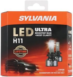 SYLVANIA H11 LED Ultra - Fog Lights For Cars and Trucks - Headlight Bulbs for Off Road Powersports - 6000k Cool White LED Light - Maximum Lifespan - No Polarity - DIY Upgrade