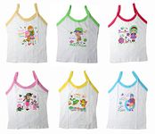 Tronaddis Junior Regular Fit Cotton Printed Sleevless Slips/Vest/Sando Innerwear/Camisoles for Kids/Girls Pack of 6 (2-3 Years)