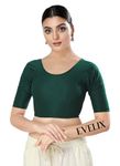 EVELIX Cotton Lycra Blouse for Women, Ethnic Stylish Designer Readymade Blouse for Women, Saree, Choli, and Lehenga Blouses, Blouse (40 to 44 (Big Sizes), Green)