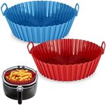 Hotpop Silicone Air Fryer Liner - Air Fryer Silicone Liners - Reusable Silicone Bowl Basket - Air Fryer Silicone Pot - Air Fryer Silicone Basket Bowl - Airfryer Liner (2 pk, Red & Teal)