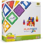 Playmags Magnetic Tiles Building Set 56 Pcs Set with Car - Super Durable Magnet Blocks, STEM Development Kids Building Toys for Boys Girls & Toddlers