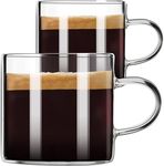 PARACITY Espresso Cups Set of 2, Insulated Espresso Shot Glass 4.3 OZ, Clear Glass Expresso Coffee Cup with Handle, Borosilicate Espresso Accessories, Small Coffee Cups for Espresso Machine, Tea Cup