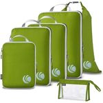 Cipway Compression Packing Cubes, Ultralight Travel Luggage Organizer Sets Extensible Travel Essentials for Carry on Suitcase(Green 6pcs)