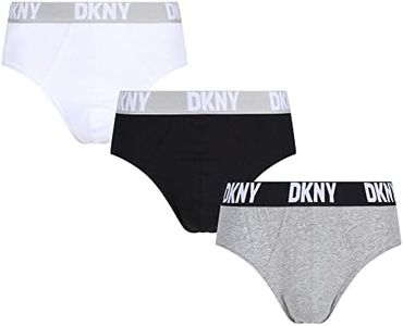 DKNY Men's Cotton Briefs, Black/White/Grey, M