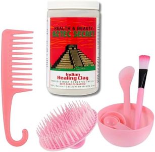 Face masks skincare Hair mask Aztec Clay Mask Bundle with Aztec Secret Indian Healing Clay with Bentonite Clay 2 lb. UNIBEAUTIES pink tool kit with face mask mixing bowl set, Shower Comb and Shower Massage Brush and Carrying Case
