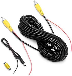 Weuaste Professional Upgraded Double-Shielded RCA Video Cable for Monitor and Backup Rear View Camera Connection (20FT / 6M), AV Extension Cable with RCA Video Female to Female Coupler and Power Cable