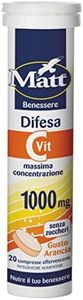 Matt, Vitamina C Difesa, Integratore Alimentare Utile per la Riduzione di Stanchezza, Contribuisce alla Normale Funzione del Sistema Immunitario, Confezione da 20 Compresse, Gusto Arancia, 90 g