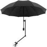 XLINGZA UPF 50+ Beach Umbrella with Adjustable Universal Clamp for Stroller, Bleacher, Patio, Fishing, BBQ Parties (Manual/L Black)