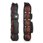 Fitdom Heavy Duty XL Basketball Mesh Equipment Ball Bag w/Adjustable Shoulder Strap Design for Coach with 2 Front Pockets for Coaching & Sport Accessories. This Carrier Can Store Up to 5 Basketballs