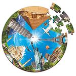 Webby Wooden Seven Wonders of The World Jigsaw Puzzle, 60 Pcs, Multicolor