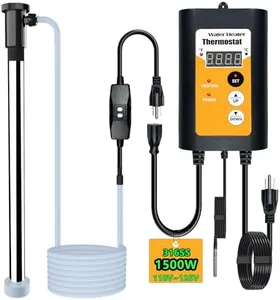1500W Fully Submersible Electric 120V Immersion Water Heater, Hot Tub Heater, Portable Thermostat for Bathtub, Baptismal, Baptistry, Sap, Inflatable Pool, Above Ground Pool Submersible Water Heater
