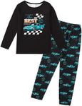 MyFav Boys Pajamas Set Long Sleeve Kids Sleepwear Big Boys PJS Children Nightwear Black Blue 12Y