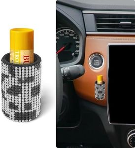 xbrtaia 1 Pack Upright Car Chapstick Holder, Bling Insulating Lip Balm Holder,Rhinestone Car Accessories for Women Interior ,Suitable for Most Vehicles.(Cow)