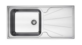 RUMO Impression Stainless Steel Kitchen Sink 1.0 One Single Large Deep Bowl Reversible Sinks with Drainer 1000 x 500mm Inset Life Time Warranty Includes Wastes & Plumbing Kit