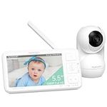 momcozy Video Baby Monitor, 5.5” 1080P Full HD Baby Monitor with Camera & Wall Mount, No WiFi, 5800mAh Battery, Infrared Night Vision, 2-Way Audio, Lullabies, 1640ft Range, Take Photos & Videos, BM03