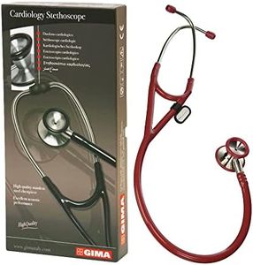 Gima - Estetoscopio clásico de cardiología con cabezal de acero inoxidable, campana en forma de cono para bajas frecuencias, membrana de alta sensibilidad para amplificar sonidos, Lira Bordeaux, 32551