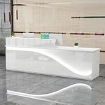 ZXLBTNB Reception Desk, Front Counter Desk with Lockable Drawer,Modern Retail Counter for Checkout,Computer Workstation for Clothing Store,Beauty Salon and so on 23.62" Dx62.99 Wx39.37 H B-L