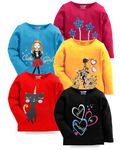 Kuchipoo Girls Cotton Regular Fit T-Shirt - Combo Of 5 (Kuc-Tshrt-131-7-8 Years, Multi-Colored, 7-8 Years)