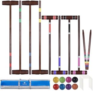 SpeedArmis Deluxe 8 Players Croquet Set with 32In Regulation | 28In Standard Size Rubber Wood Mallets, Colored PE Ball, Wickets, 21In End Stakes - Lawn Backyard Game for Teens/Adults/Family