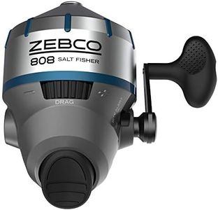 Zebco 808 Saltwater Spincast Fishing Reel, Stainless Steel Reel Cover with ABS Insert, Quickset Anti-Reverse and Bite Alert, Pre-spooled with 20-Pound Cajun Fishing Line, Size 80, Silver