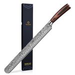 Sunnecko Slicing Knife 12 Inch, Sharp Carving Knife with High Carbon Stainless Steel Forged Blade Carving Knife for Meat, Bread Knife with Wooden Handle Ham Knife with Sheath Brisket Knife