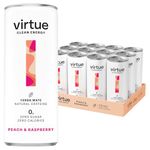 Virtue Yerba Mate - Natural Energy Drink - Sugar Free, Zero Calories, Vegan, Keto Friendly, Gluten Free - 12 x 250ml (Peach & Raspberry)